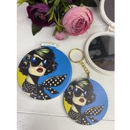 Pop Art Desen Kadın Ayna Anahtarlık Seti