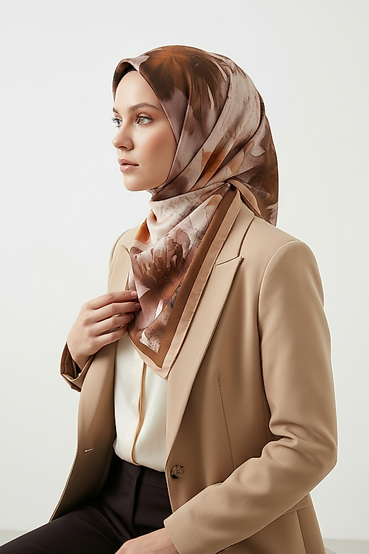 Spring Eşarp Pastel Çiçekli Desen Yeni