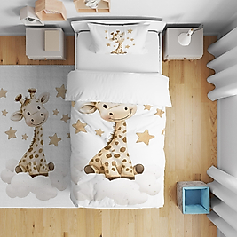 Minibabyrooms  Sevimli Zürafa Desenli Nevresim Takımı