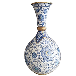 Altın Yaldızlı El Dekoru Çini Vazo - 42 cm