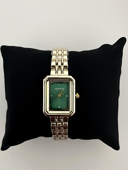 Gold İçi Yeşil Dikdörtgen Saat