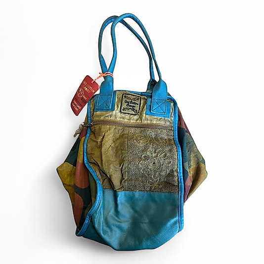 Old Cotton Kaliteli Organik Vintage Büyük Desenli Kadın Omuz Çantası Sancarlos bag 8145 XL