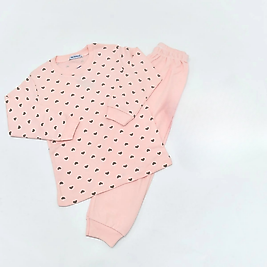 Kız Çocuk Kalp Desenli Pijama Takımı