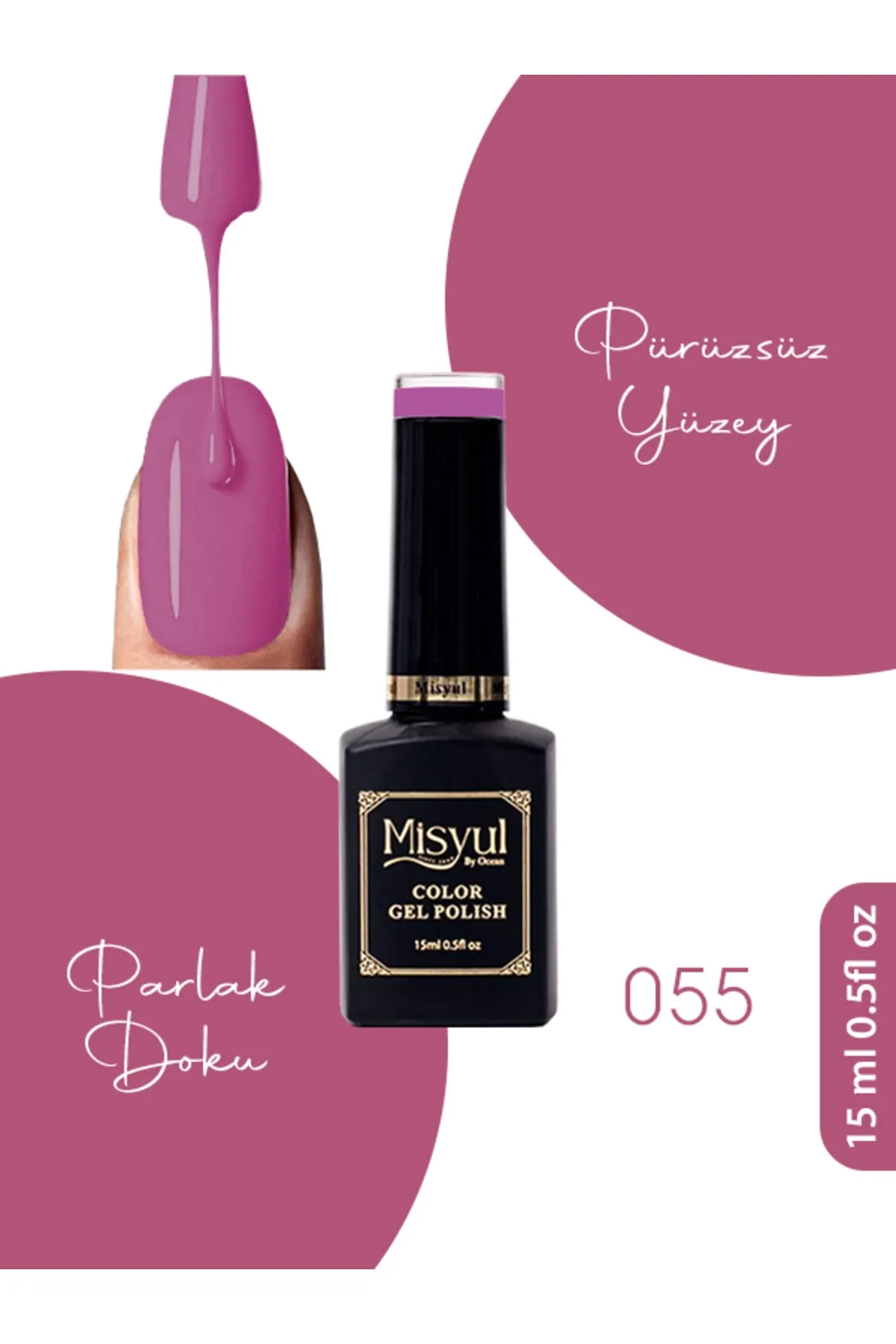 Misyul Kalıcı Oje 055, UV Led Kalıcı Oje Nail Art 15ml