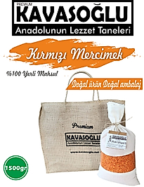 Kavasoğlu Kırmızı Mercimek 1500gr Bez Çuval