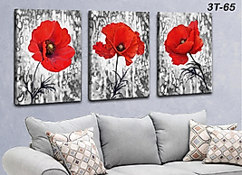 MERCAN MOBİLYA  VE AKSESUAR ,40*60 3 LU KONBİN GELİNCİK ÇİÇEĞİ KANVAS TABLO