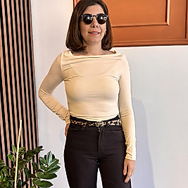 Kayık yaka body bej renk