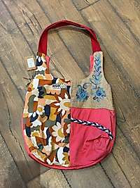 Old Cotton Vintage Renkli Salaş Etnik Orta Boy Günlük Kadın Kol Omuz Çantası 34 cm x 37 cm