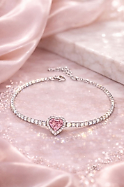 Kalbimin Işıltısı Pembe Kalp Bileklik