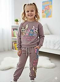 KIZ ÇOCUK KARAKTER BASKILI 2 İPLİK TAKIM %100 PAMUK