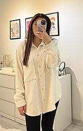 Kadife Fitilli Oversize Gömlek