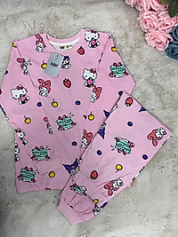 Hello Kitty Ve Kuromi Desenli Kız Çocuk Pijama Takımı