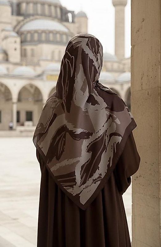 Amine Desen Büyük Boy Pamuklu Soft Eşarp Kahve