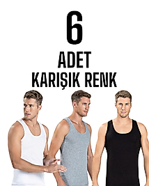Gümüş Erkek Likralı Askılı Atlet Karışık 6 Lı Paket