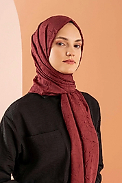 Bordo Kadın Organik Bambu Kraş Şal