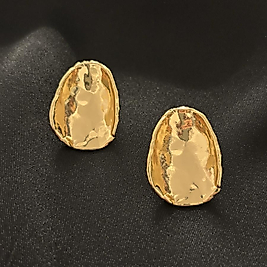 Plaka Tasarım Gold Çelik Küpe
