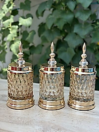 3lü Lüks Cam Drajelik&Kahve Sunum Kavanozu