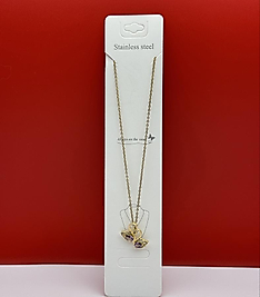 Çift Kuğu figürlü çelik kolye gold