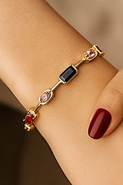 14K Altın Renkli Zirkon Taşlı VIP Bileklik