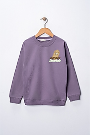 Kız Çocuk "Kalbim Secdede"  Baskılı Pamuklu Sweat