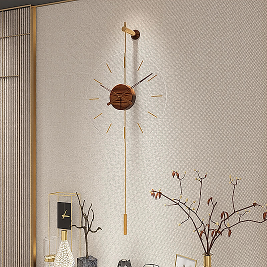 Primera Glazing Gold Time 40 Ceviz Göbek, Modern Metal Ve Cam Tasarım Duvar Saati