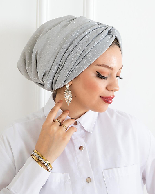 Önü Dügümlü Dolgulu Bone simli