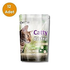Catty Bistro Anti-Aging Collagen Somonlu Kedi Ödülü 60gr x 12 Adet