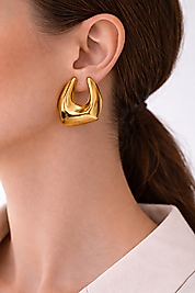 14K Altın Renk Modern Kalın Form Kadın Küpe