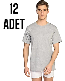 Sedef Yıldızı Erkek Penye Kapalı Yaka Atlet Gri 12 Li Paket