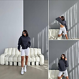 Antrasit Oversize İçi Şardonlu Unisex Sweat