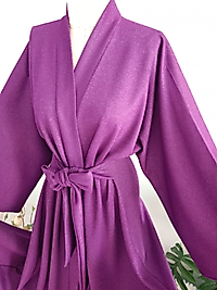 Abaya Hafif Parıltılı Çelik İnterlok Mor Kışlık Kumaştan.