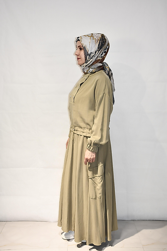 Haki Yeşil Tencel İkili Takım