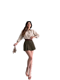 Kemerli Kapak Detaylı  Etek - HAKİ