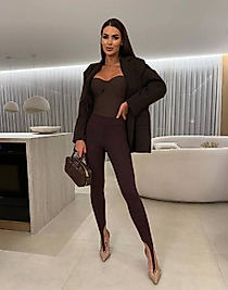 yüksek bel toplamalı Çıma detay ayak geçme füzo taty KAHVE