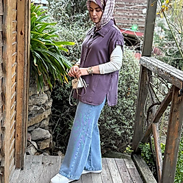 Tensel kot yelek/mor