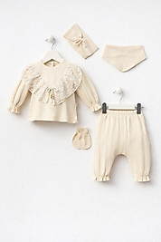 Kız Bebek Dantel Detaylı 5'li Set
