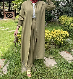 Pile detaylı keten takım