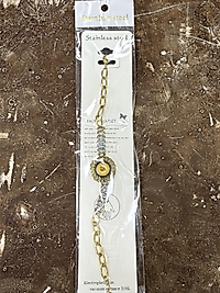 Çeyrekli Zirkon Taşlı Çelik Bileklik Gold