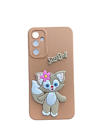 Samsung Galaxy A34 3D Kedi Linabell Kabartmalı Telefon Kılıfı Kahverengi