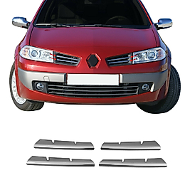 Renault Megane 2 Krom Ön Panjur (4prç) 2006-2010 Arası P.Çelik