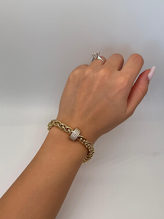 Xuping Zirkon Taşlı Halkalı Gurmet Zincir Gold Bileklik