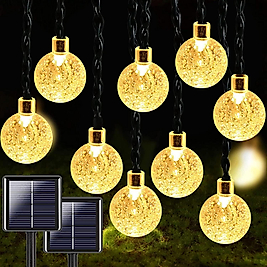 Solar Enerjili 10 Metre 80 Ledli 8 Animasyonlu Kristal Top Bahçe Balkon Teras Aydınlatma Dekor Işık