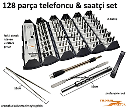 SAATÇİ TELEFONCU TORNAVİDA SETİ 128 PARÇA KUTULU ÇEŞİTLİ YILDIZ DÜZ SET KALİTE PROFESYONEL