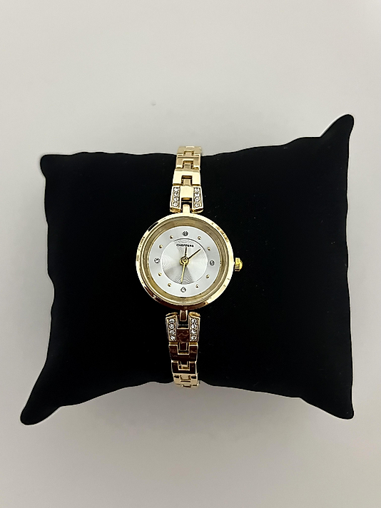 Gold Taş Detaylı Yuvarlak Saat