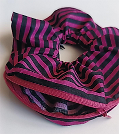 PEMBE SİYAH ÇİZGİLİ FERMUARLI LASTİKLİ TOKA