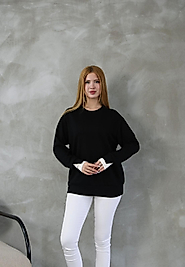 OYSHO KUMAŞ KOL UCU GARNİLİ SWEAT KAZAK