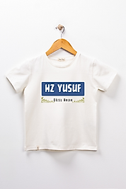 Erkek Çocuk Kısa Kollu Bisiklet Yaka "Hz Yusuf" Baskılı Tişört Mevsimlik Pamuklu