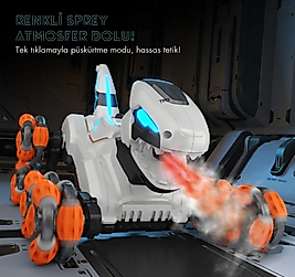 Vardem Uzaktan Kumandalı Full Fonksiyon 8 Teker Buharlı 2.4G Şarjlı Dinozor Araba