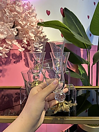 6 lı prinç ayaklı kristal kadeh