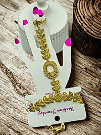 Jade'm Gold 24 Ayar Zarif Orta Doğu Lüks Çiçek ve Yaprak  Bileklik Şahmeran